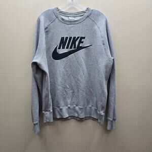 VTG Nike Sportswear Fleece Crewneck Sweatshirt Large Swoosh Logo Y2K Gray  SZ XL